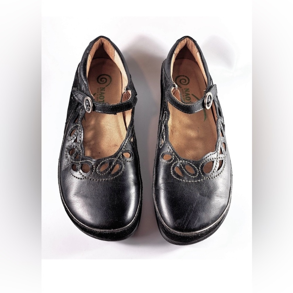 Naot Rahina Leather Mary Jane Shoes Cork Insoles in Black EU Size 41 = US 10.5
